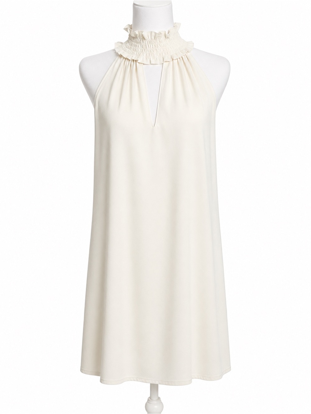 Amanda Uprichard Cream Halter Neck Ruffle Dress Top